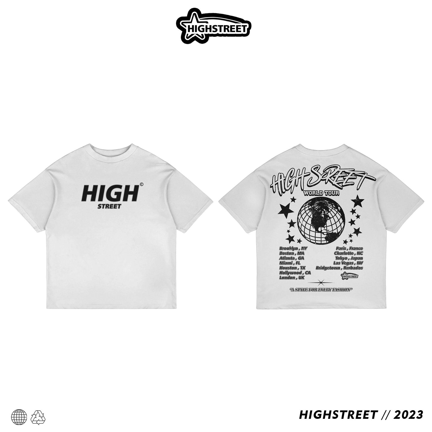 HIGH STREET WORLD TOUR T-SHIRT (BLACK/WHITE)