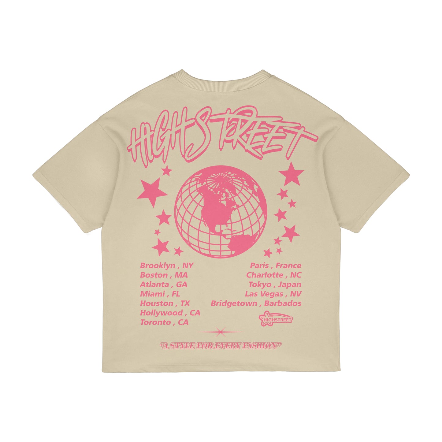 HIGH STREET T-SHIRT (CREAM/PINK)