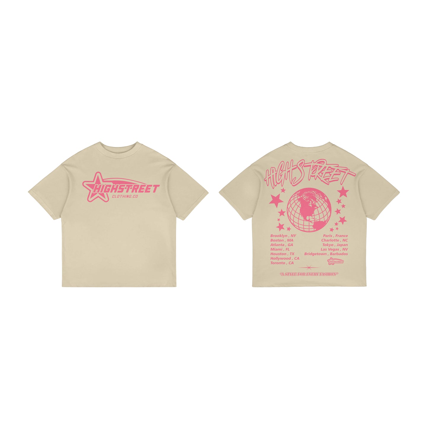 HIGH STREET T-SHIRT (CREAM/PINK)