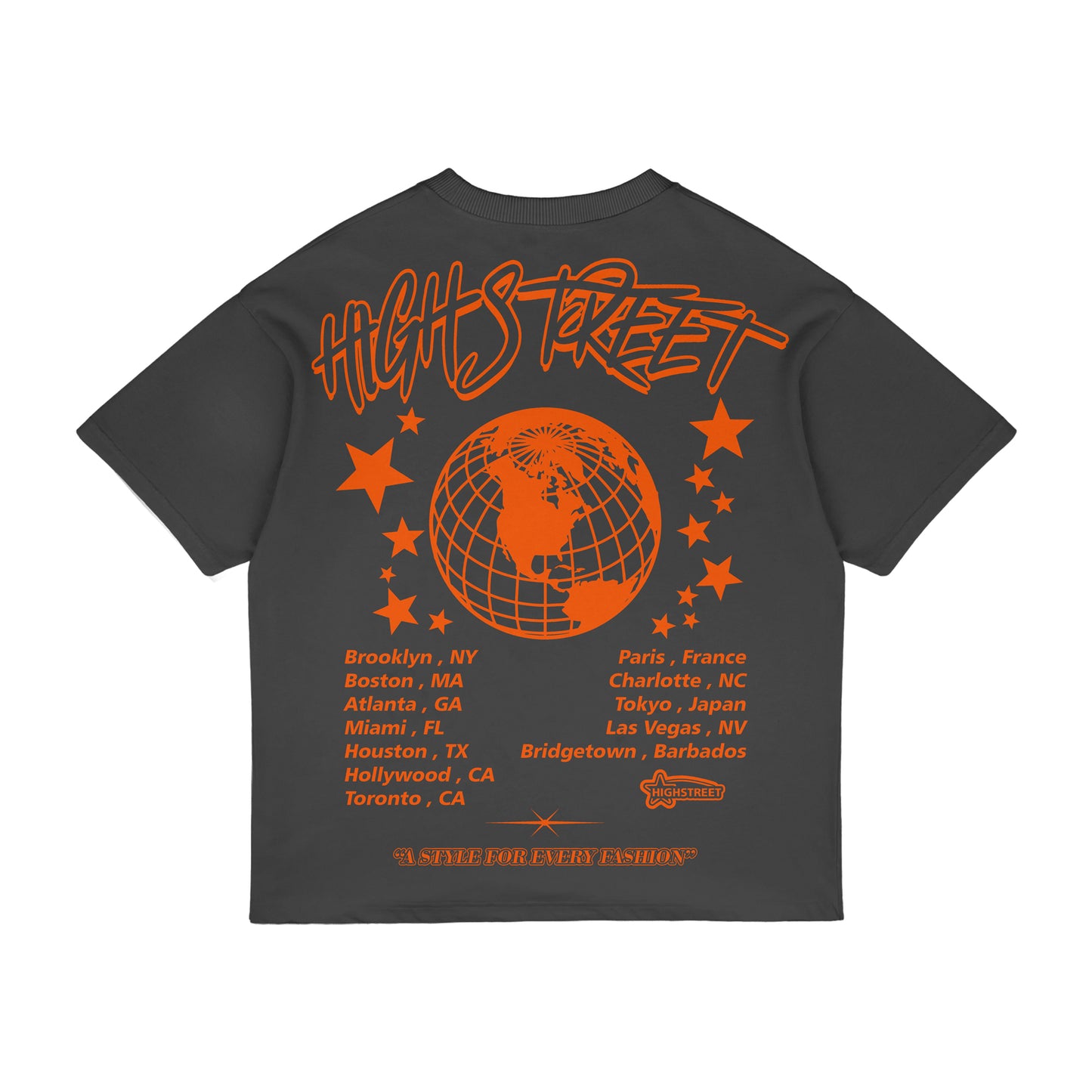 HIGH STREET T-SHIRT (GREY/ORANGE)