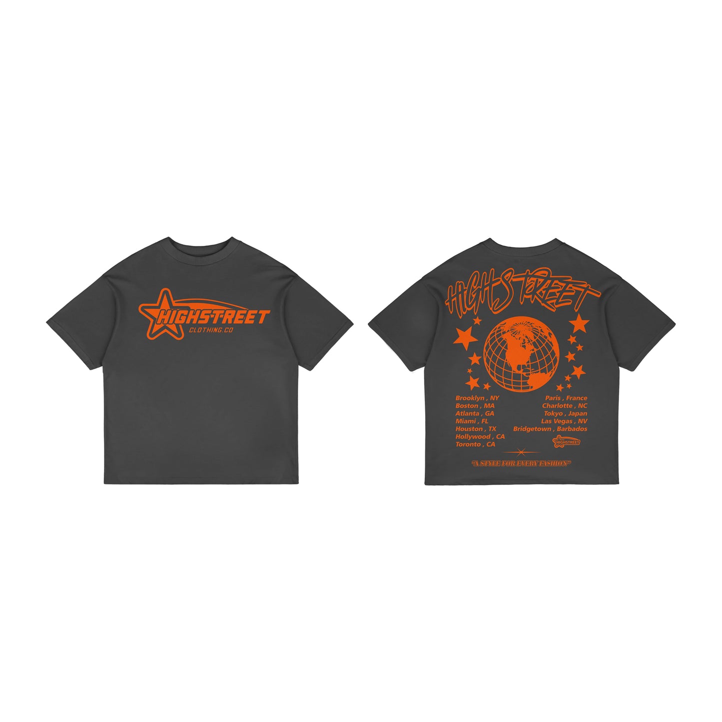 HIGH STREET T-SHIRT (GREY/ORANGE)